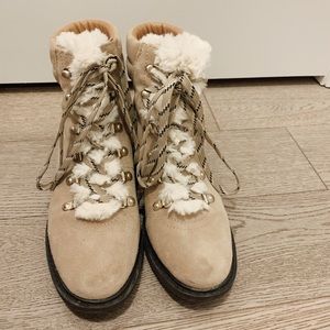 SAM EDELMAN - Fur Boots - Cream/Tan